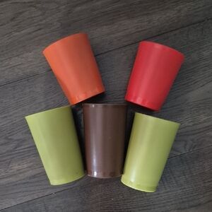 Tupperware Cups In Different Colors And Sizes, Vintage.